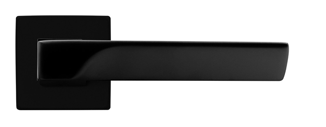 Ручка дверная FIORD S5 NERO-ST на квадратной розетке цвет черный soft-touch, ЦАМ - Вид 2