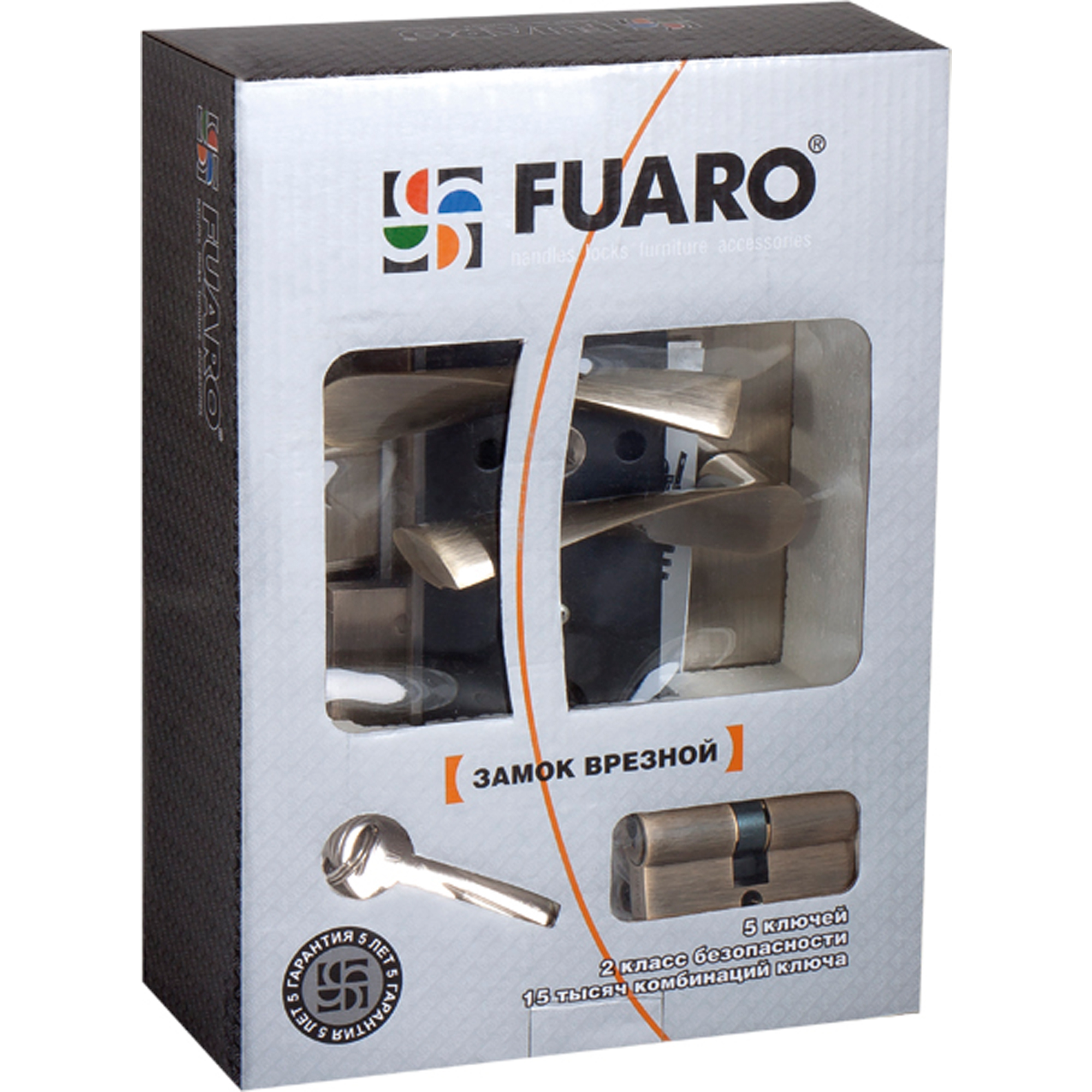 Замок цилиндровый Fuaro (Фуаро) с в комплекте с ручкой LOCKSET.9013 (SET F9011) SN/CP мат.никель - Вид 3