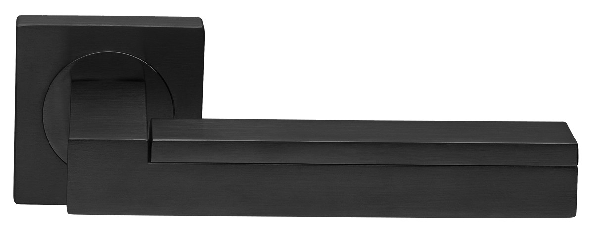 Ручка дверная ISLAND S2 NERO-ST на квадратной розетке цвет черный soft touch