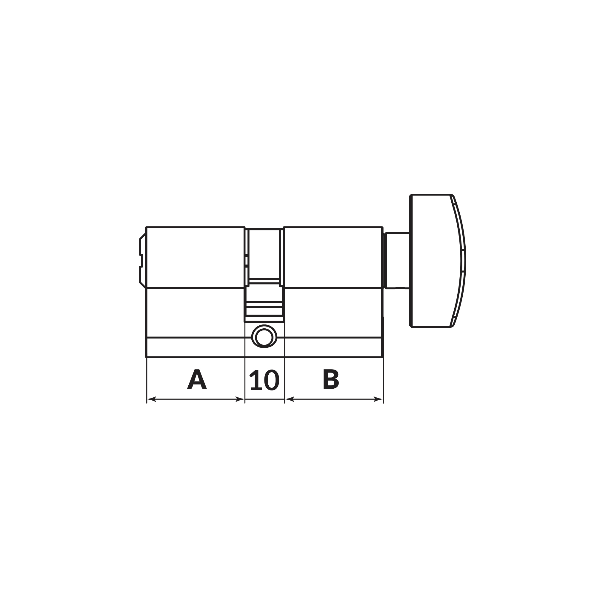 Цилиндровый Punto (Пунто) механизм MaxPro7002Knob52mm(21+10+21) GR графит 7key с вертушкой - Вид 2