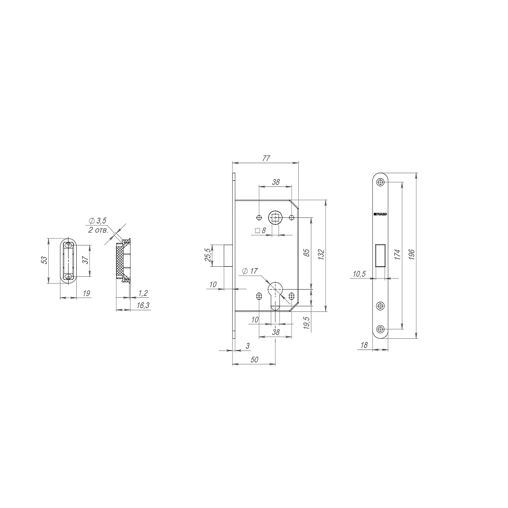 Корпус Fuaro (Фуаро) врезного замка MAGNM85C-50 (M85C-50) SN мат.никель - Вид 2