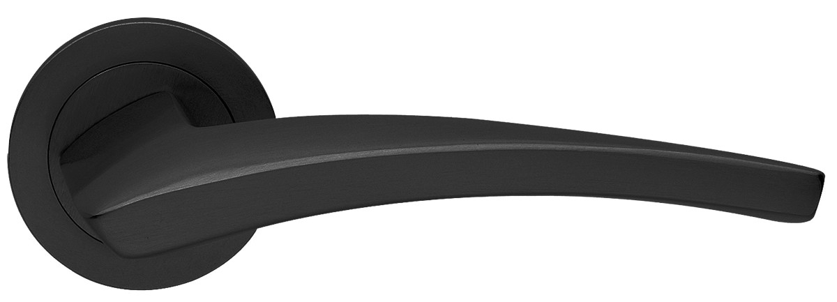 Ручка дверная WIND R2 NERO-ST на круглой розетке,на круглой розетке цвет черный soft touch