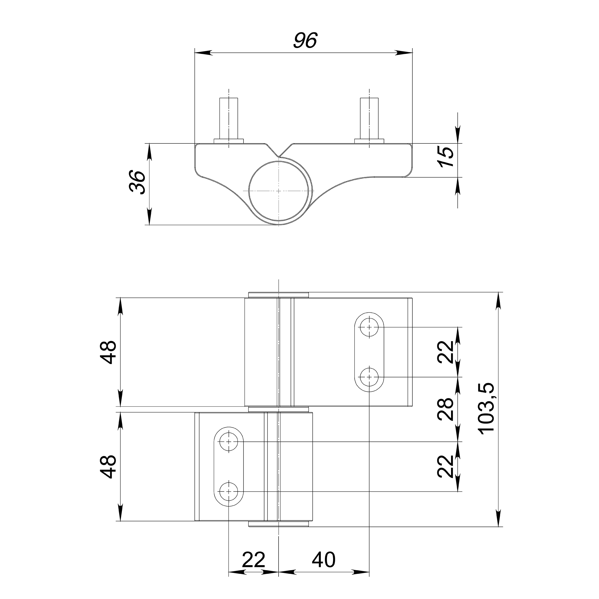 Петля Punto (Пунто) дверная IN-U2B1-120-2 RAL 9016 белый - Вид 2