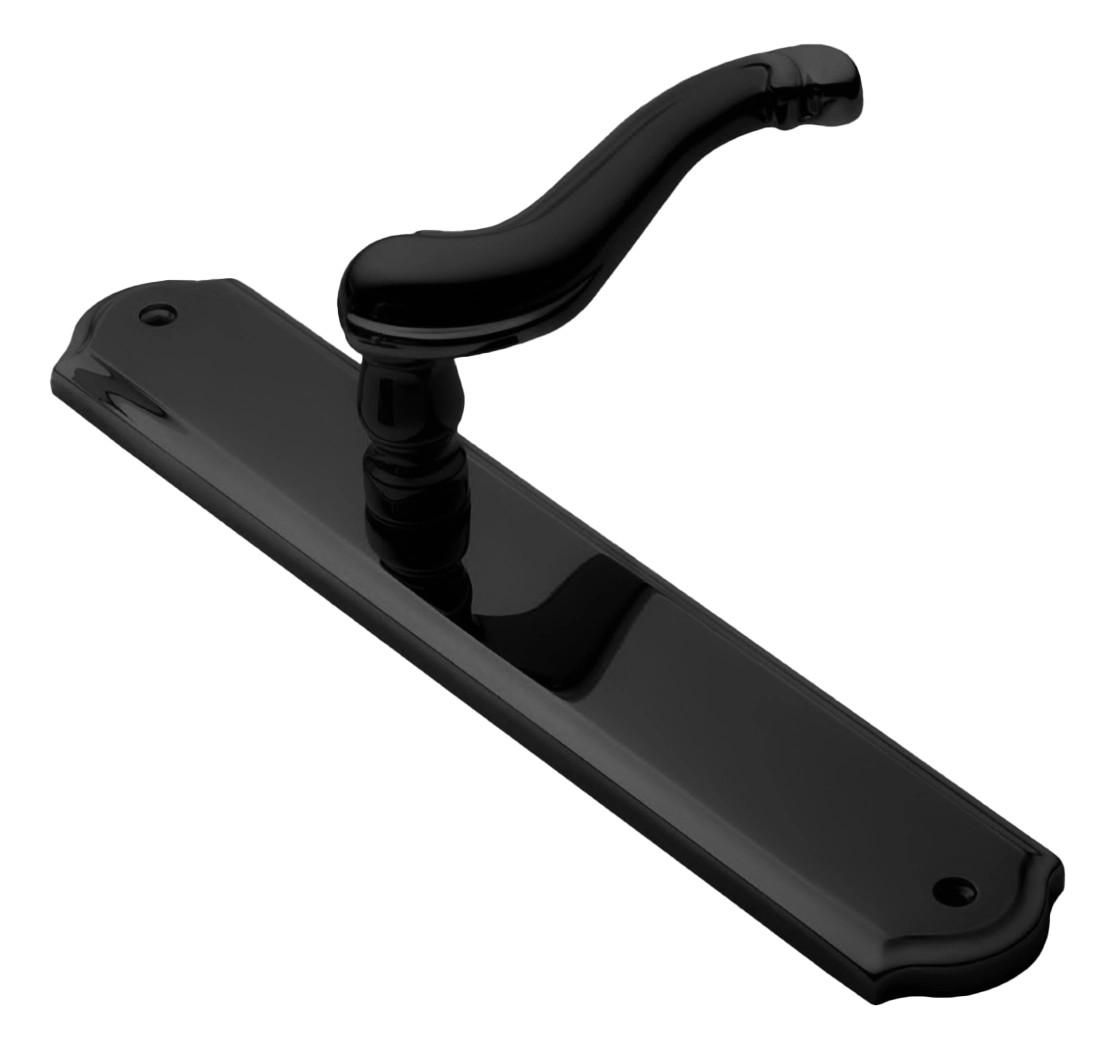 Ручка дверная BAROCCO PL NERO-ST на планке цвет черный soft touch