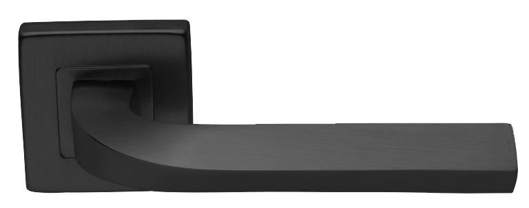 Ручка дверная TENDER S3 NERO-ST на квадратной розетке цвет черный soft touch