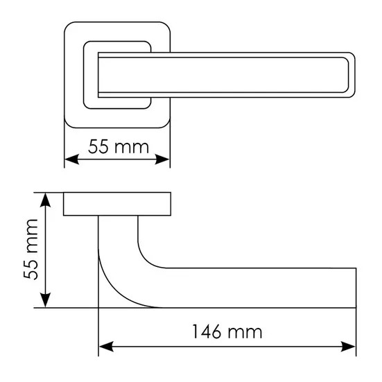 Комплект дверных ручек MH-46 SC/W-S55 + завертка сантехническая MH-WC-S55 SC/CP, цвет хром - Вид 2