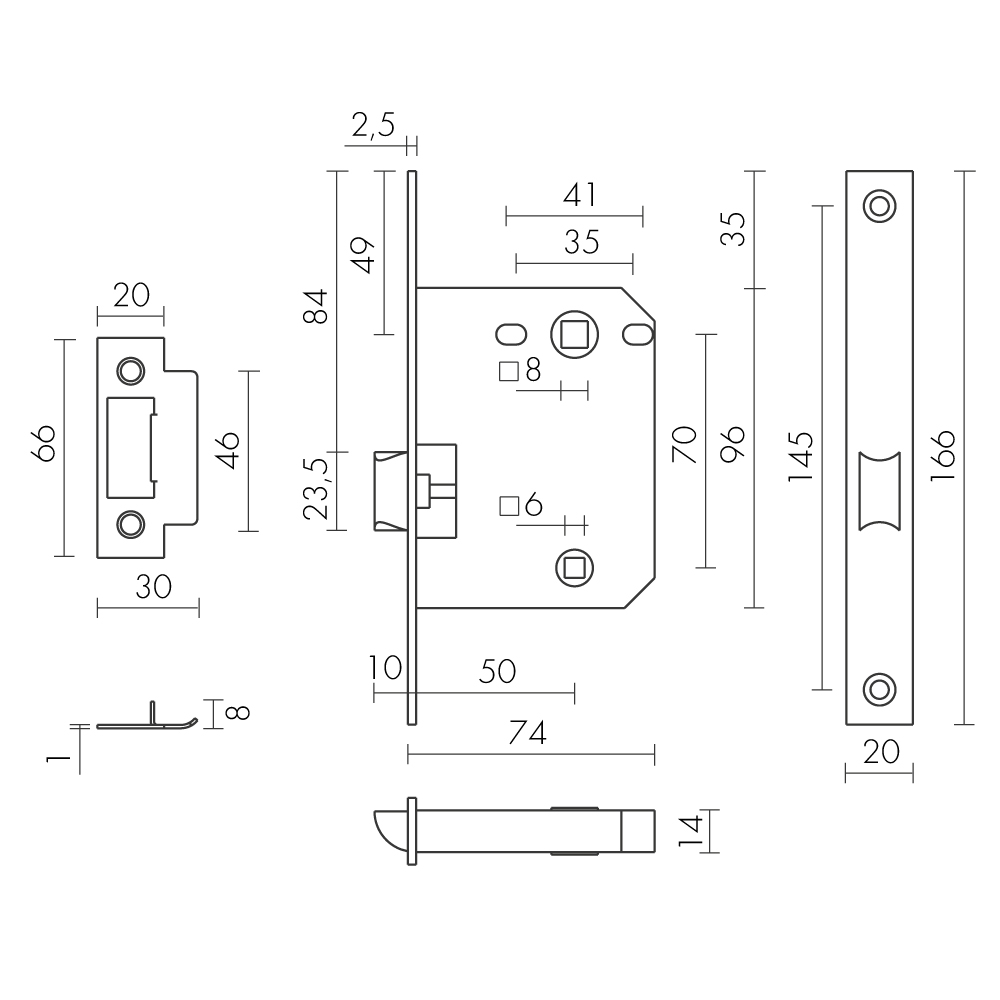 Защелка Fuaro (Фуаро) врезная PLASTP72-50 (P72-50) BL черный - Вид 2