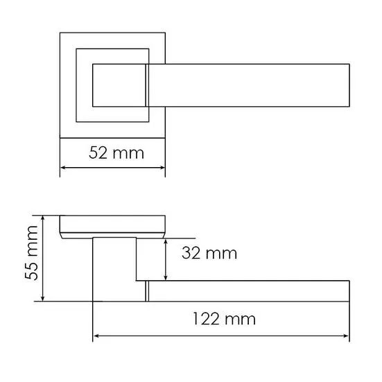 Комплект дверных ручек MH-28 BL-S + сантехническая завертка MH-WC-S BL + защёлка бесшумная 1895P BL + петли врезные универсальные MSN 100X70X2.5-4BB BL (2шт), цвет черный - Вид 2
