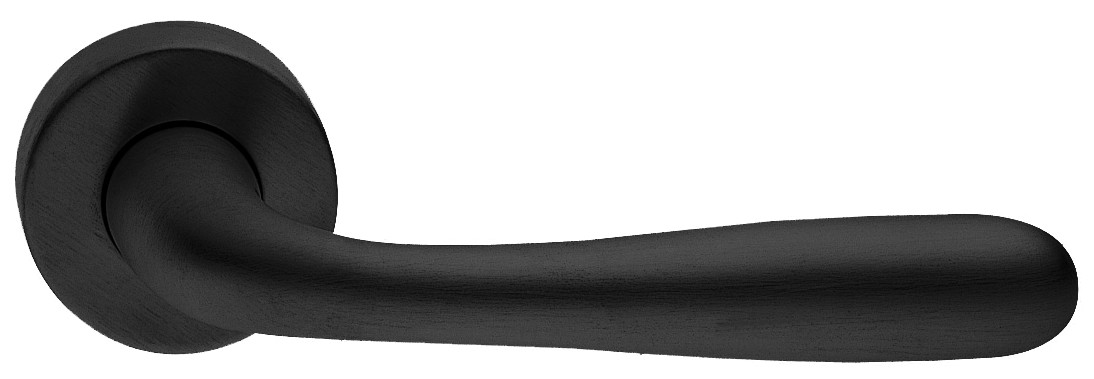 Ручка дверная RUBINO R2 NERO-ST на круглой розетке,на круглой розетке цвет черный soft touch