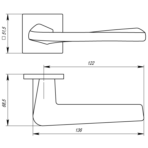 Ручка Armadillo (Армадилло) раздельная K.USS52.TORSO (TORSO USS) SN-3 матовый никель - Вид 2