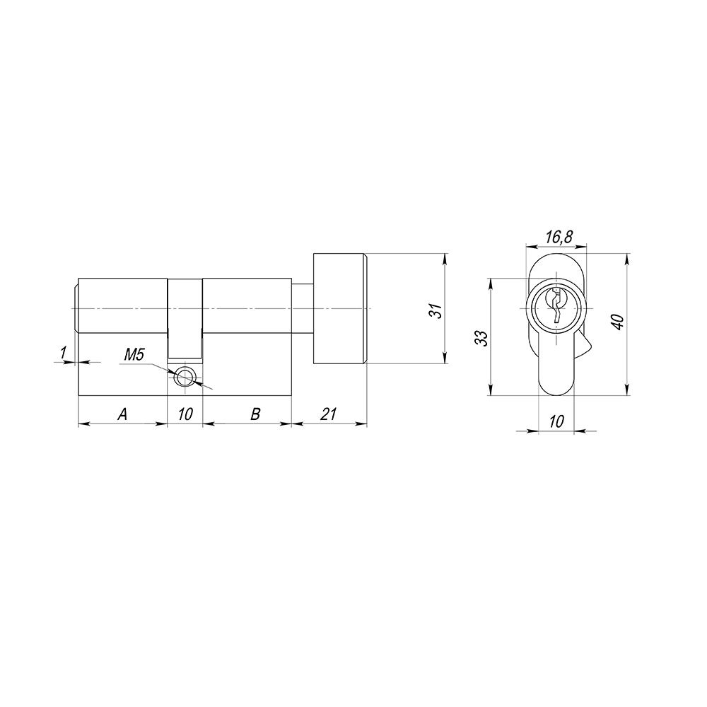 Цилиндровый Ajax (Аякс) механизм (AX102/60) AX1002Knob60 (25+10+25)/HD AB бронза 4Key с вертушкой - Вид 2