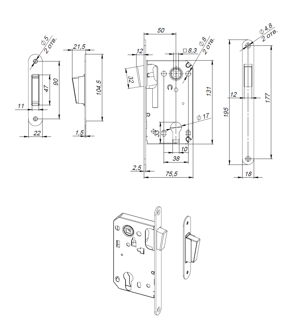 Корпус Fuaro (Фуаро) замка MAGN5300-M-C (5300-M-C) SN мат.никель - Вид 2