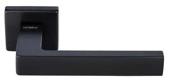 Ручка дверная HORIZONT S5 NERO раздельная на квадратной розетке, цвет черный, ЦАМ