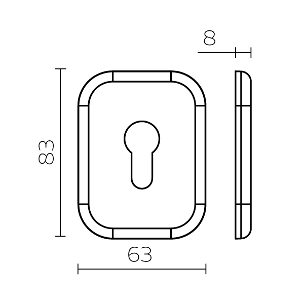Накладка Fuaro (Фуаро) на цилиндр ESC.C.XL/K.486 (ESC 486-C SQ XL) CP хром (1 шт.) - Вид 2