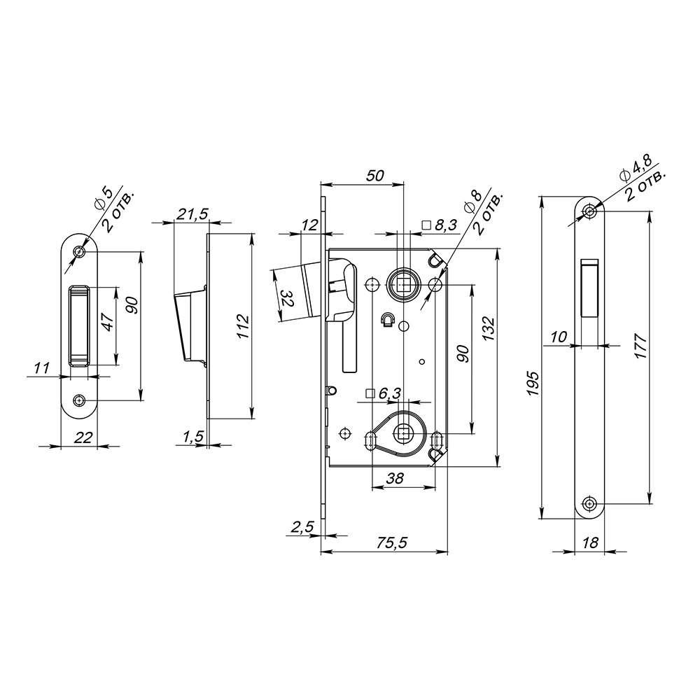 Защелка Fuaro (Фуаро) врезная MAGN5300-M-WС (5300-M-WC) GR графит - Вид 2