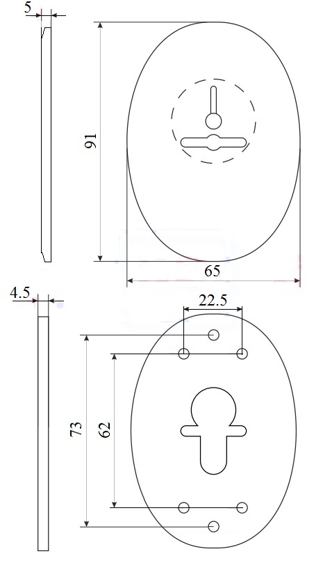 Декоративная Fuaro (Фуаро) накладка ESC 476 (90х65) СP ХРОМ на сувальдный замок с шторкой - Вид 2
