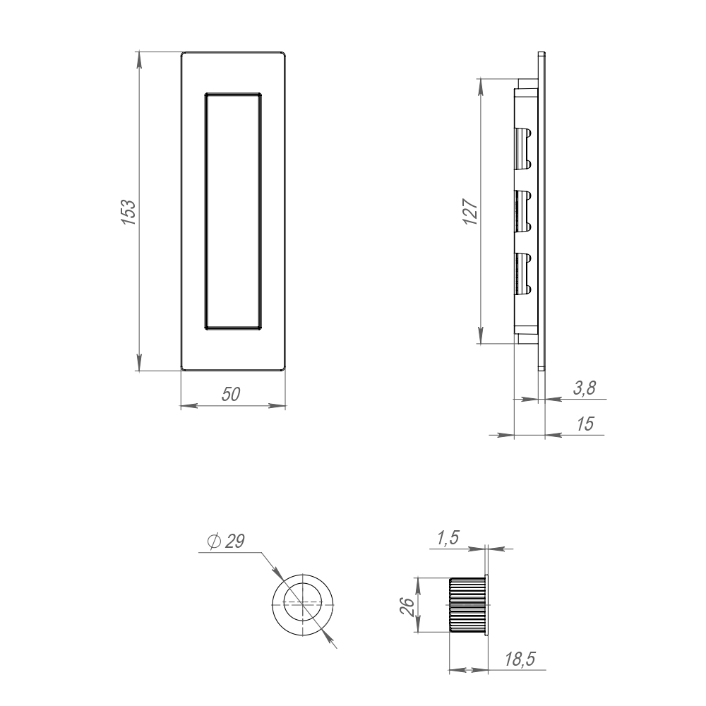 Ручка Armadillo (Армадилло) для раздвижных дверей SH.URB153.010 (SH010 URB) SN-3 матовый никель - Вид 2