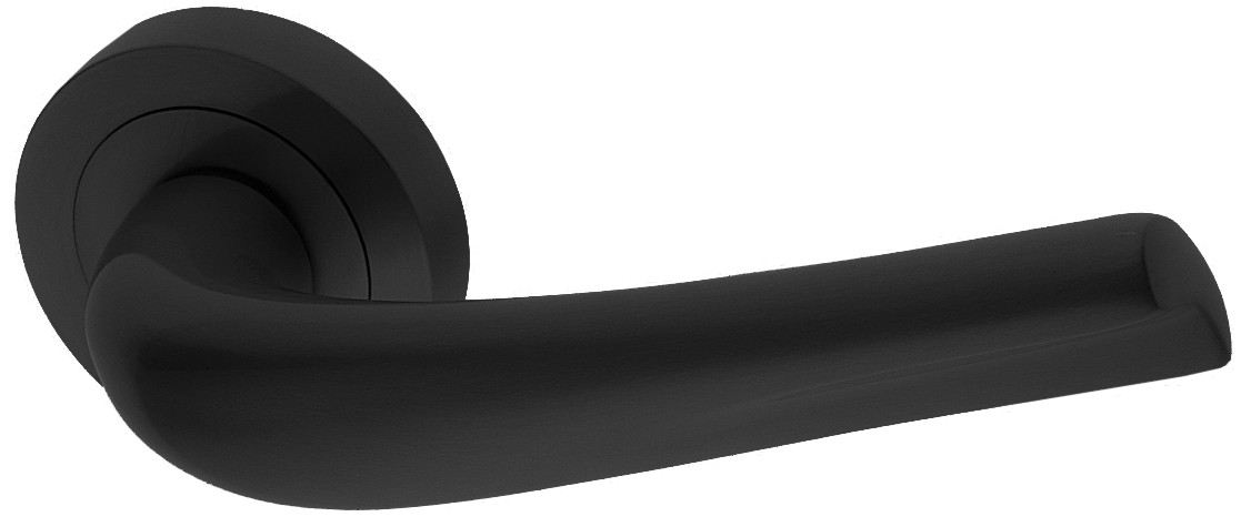 Ручка дверная RAFT R2 NERO-ST на круглой розетке,на круглой розетке цвет черный soft touch