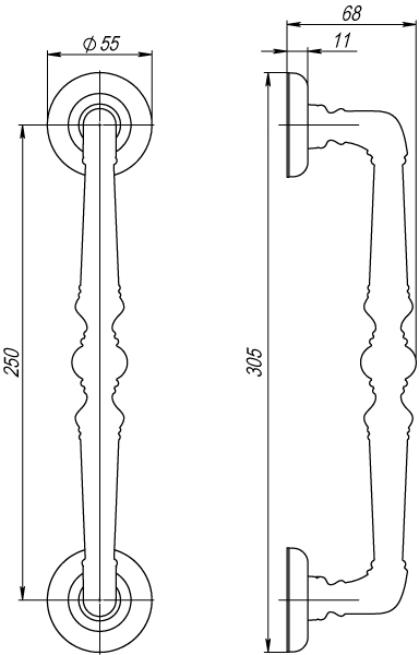 Ручка-скоба Fuaro (Фуаро) PULL.SM250.PALAZZO AB-7 (PALAZZO PULL SM) матовая бронза - Вид 2