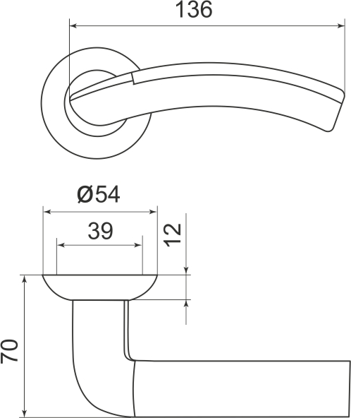 Ручка Armadillo (Армадилло) раздельная R.LD54.Libra27 (Libra LD27) SN/CP-3 матовый никель/хром - Вид 2