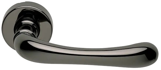 Ручка дверная RING R3-E NIN на круглой розетке, цвет черный никель, латунь