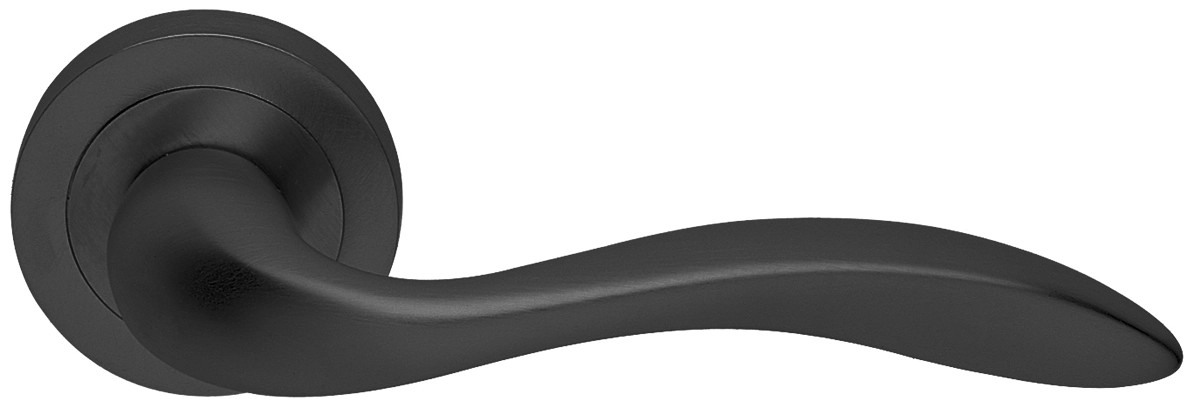 Ручка дверная LE LEON R2 NERO-ST на круглой розетке,на круглой розетке цвет черный soft touch
