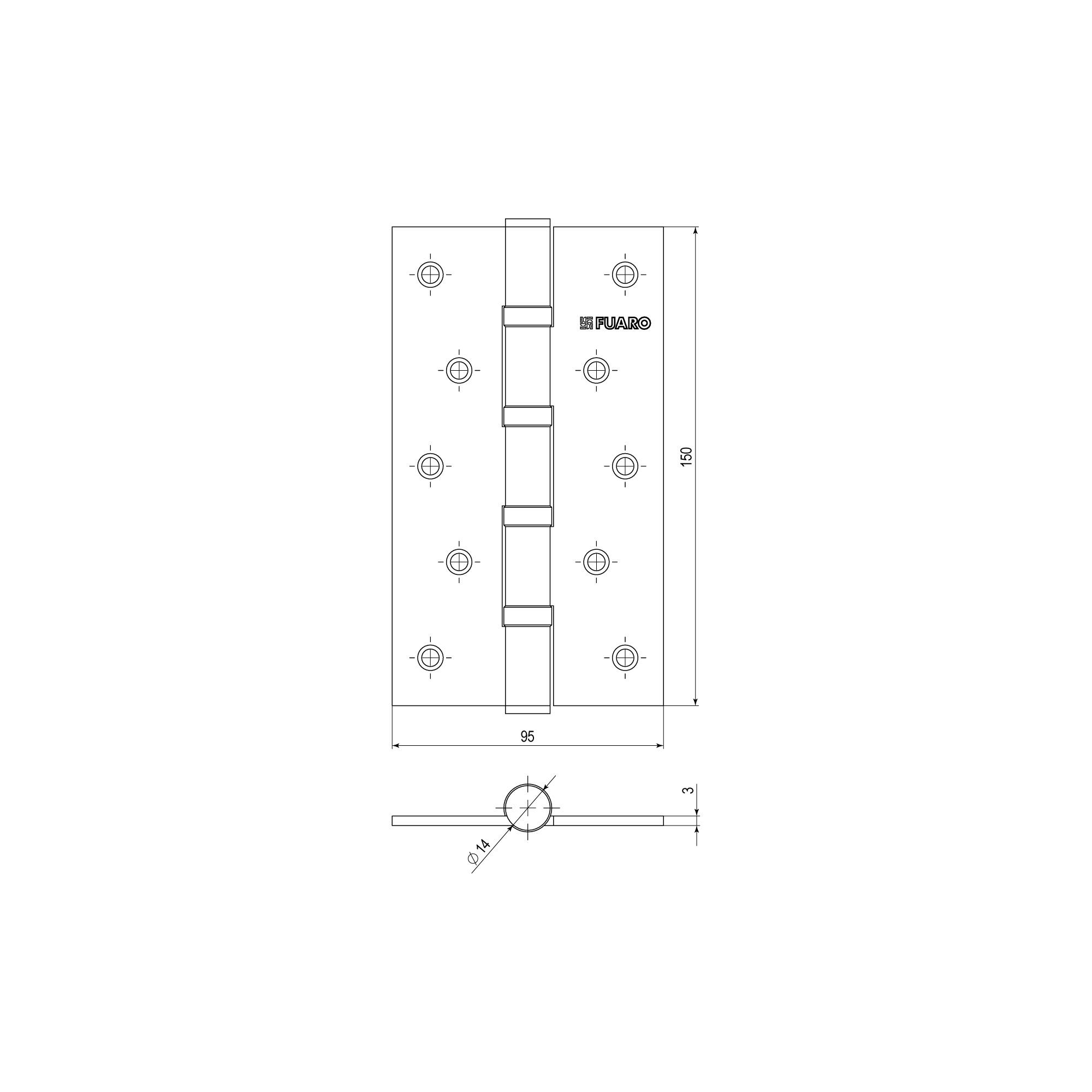 Петля Fuaro (Фуаро) универсальная IN6400U SN (4BB 150x95x3) мат. никель - Вид 2