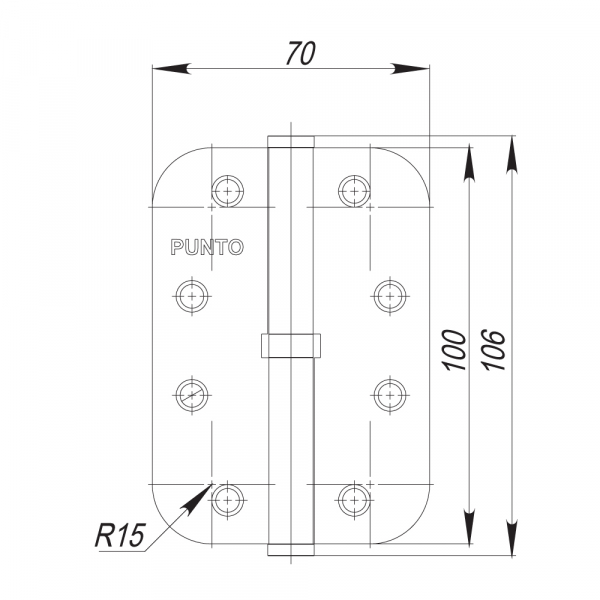Петля Punto (Пунто) съемная IN4100SR-R14 PN правая (S100113/R14-4R) перл.никель ПОДВЕС - Вид 2