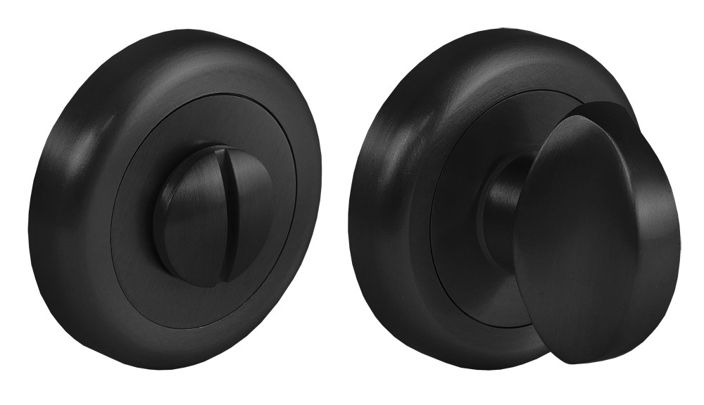 Завертка LUX-WC-WC-R4 NERO-ST сантехническая на круглой розетке цвет  - черный soft touch
