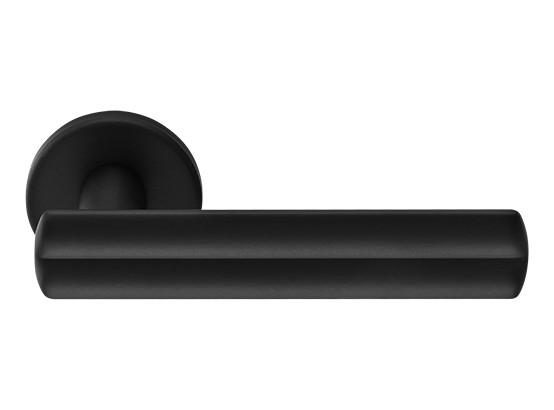 Ручка дверная PANATHENAIC R5 NERO-ST раздельная на круглой розетке, цвет черный soft-touch, ЦАМ