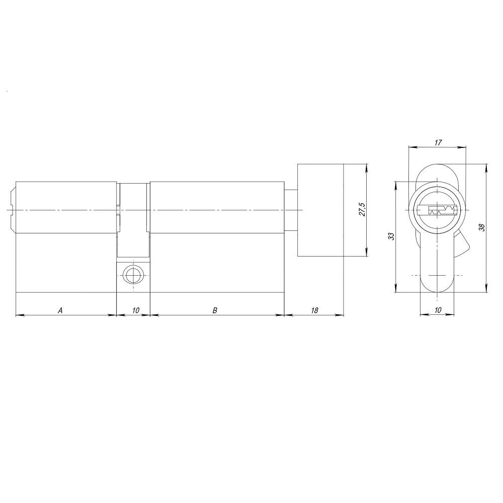 Цилиндровый Ajax (Аякс) механизм (AZ202/80) AZ2002Knob80 (30+10+40) CP хром - Вид 2
