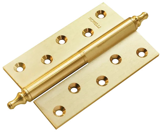 Петля карточная разъемная латунная MB 120X80X3.5 SG L C с короной левая, верзная, вес полотна до 60 кг, цвет матовое золото
