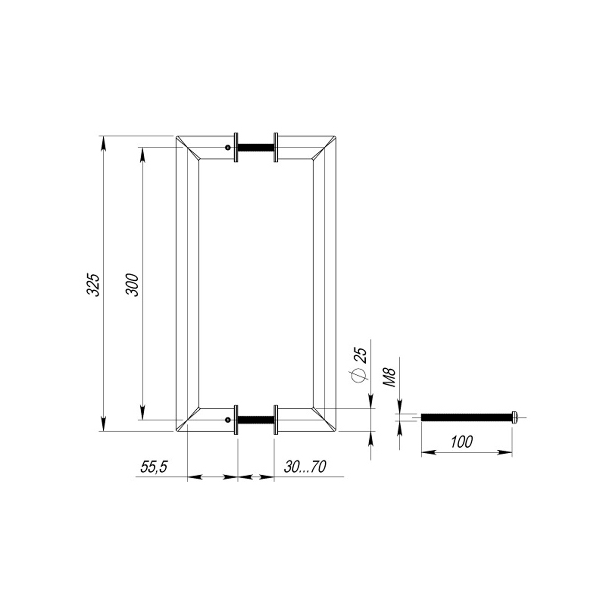 Ручка-скоба Fuaro (Фуаро) PULL.PH25/300.23 INOX 304 (PH-23-25/300-INOX ) - Вид 3