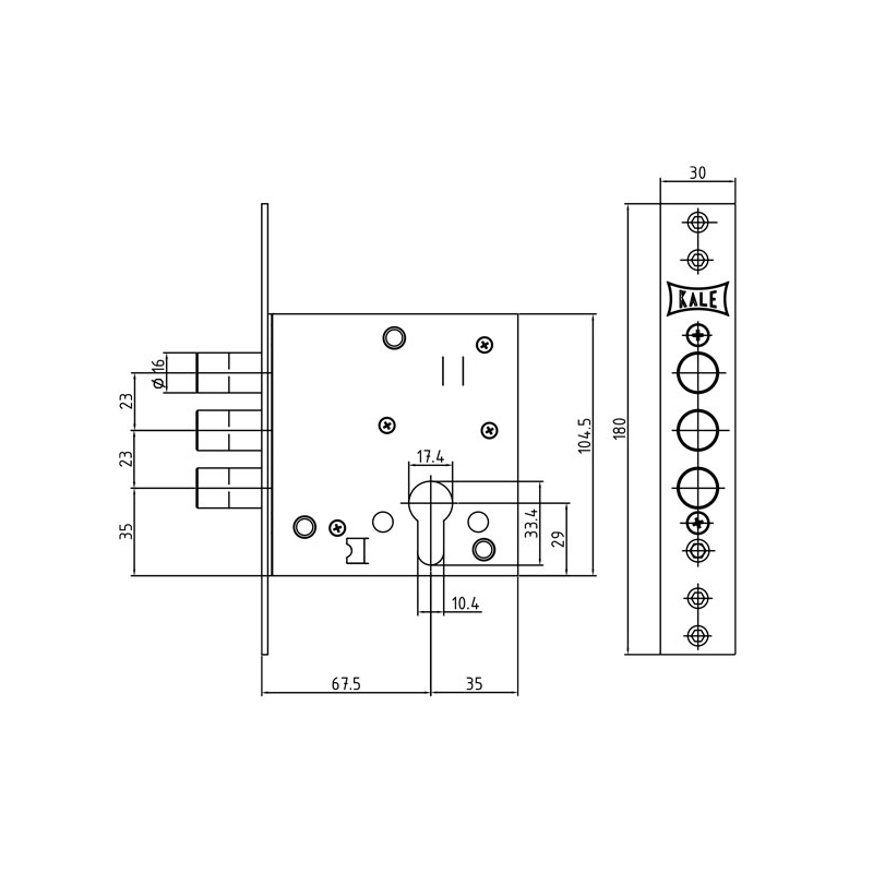 Корпус Kale kilit (Кале килит) врезного цилиндрового замка 447 w/b - Вид 2
