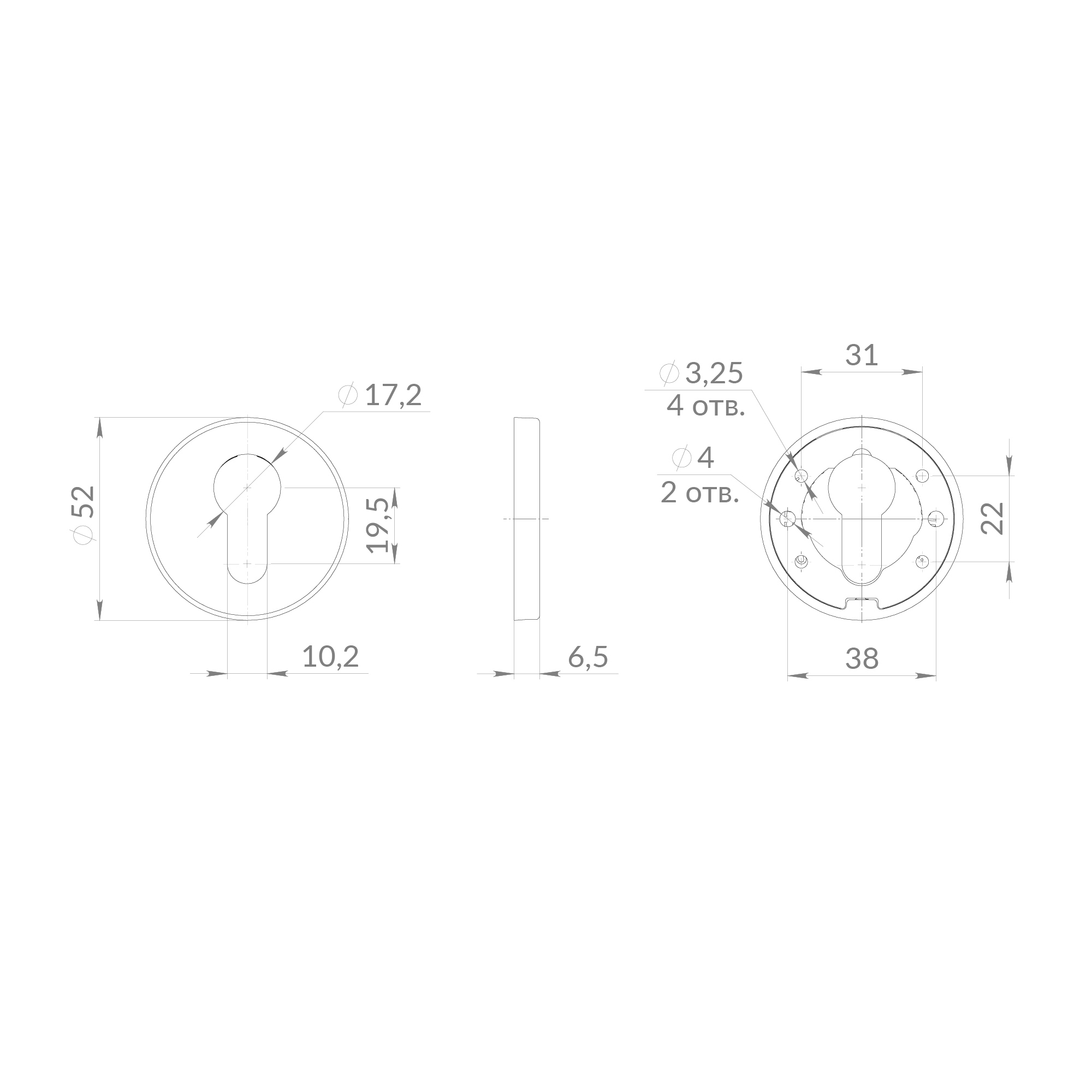 Накладка Punto (Пунто) под цилиндр ET.R.EST.R52 BL-24 черный - Вид 2