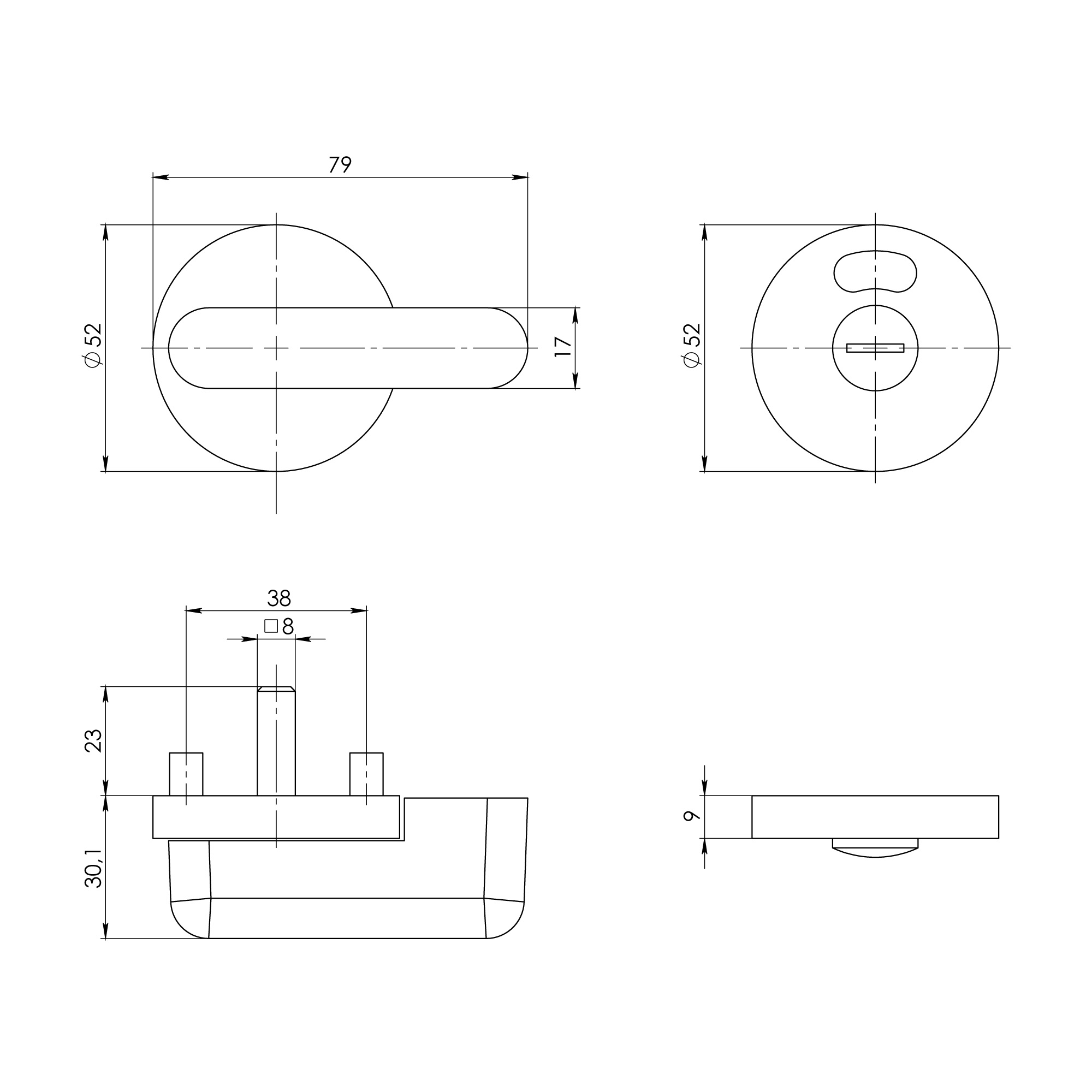Ручка Ajax (Аякс) поворотная BK6.WC.CABIN PVC WH белый - Вид 2