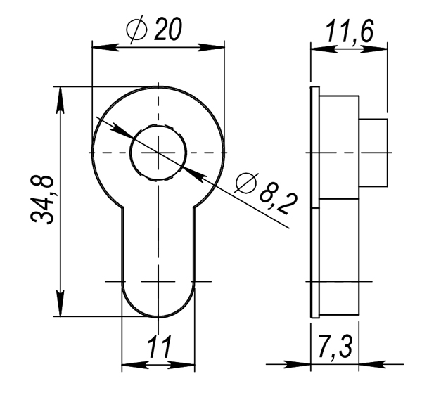 Вставка Armadillo (Армадилло) под шток ET.TANG.UNI (CYLINDER) СP-8 хром - Вид 2