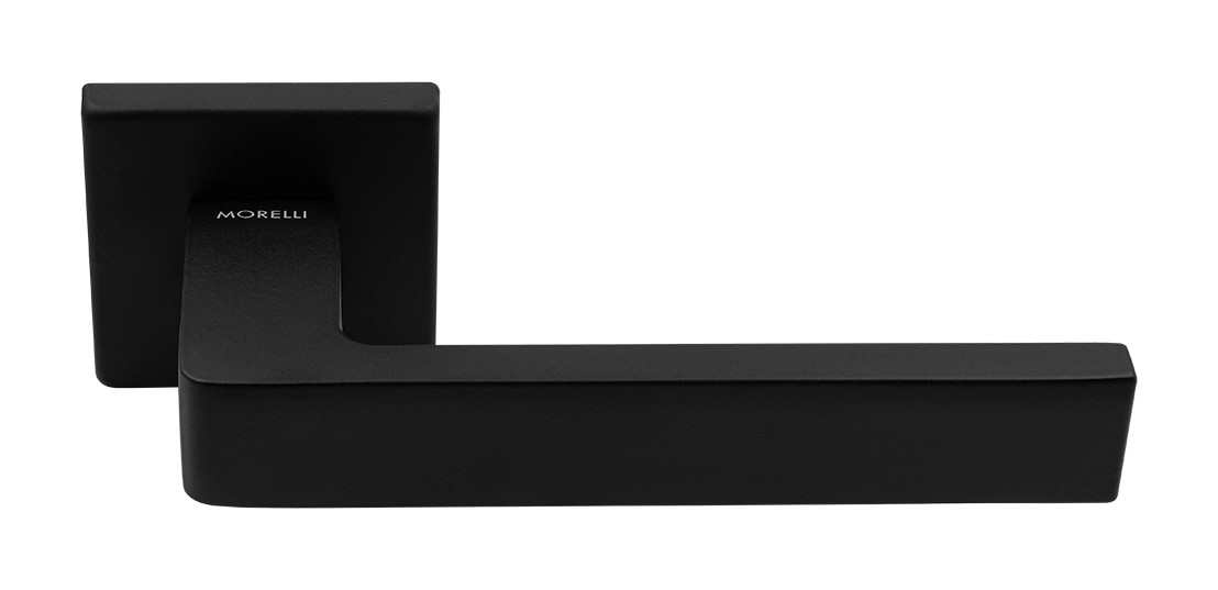 Ручка дверная HORIZONT S5 NERO-ST на квадратной розетке, цвет черный soft-touch, ЦАМ