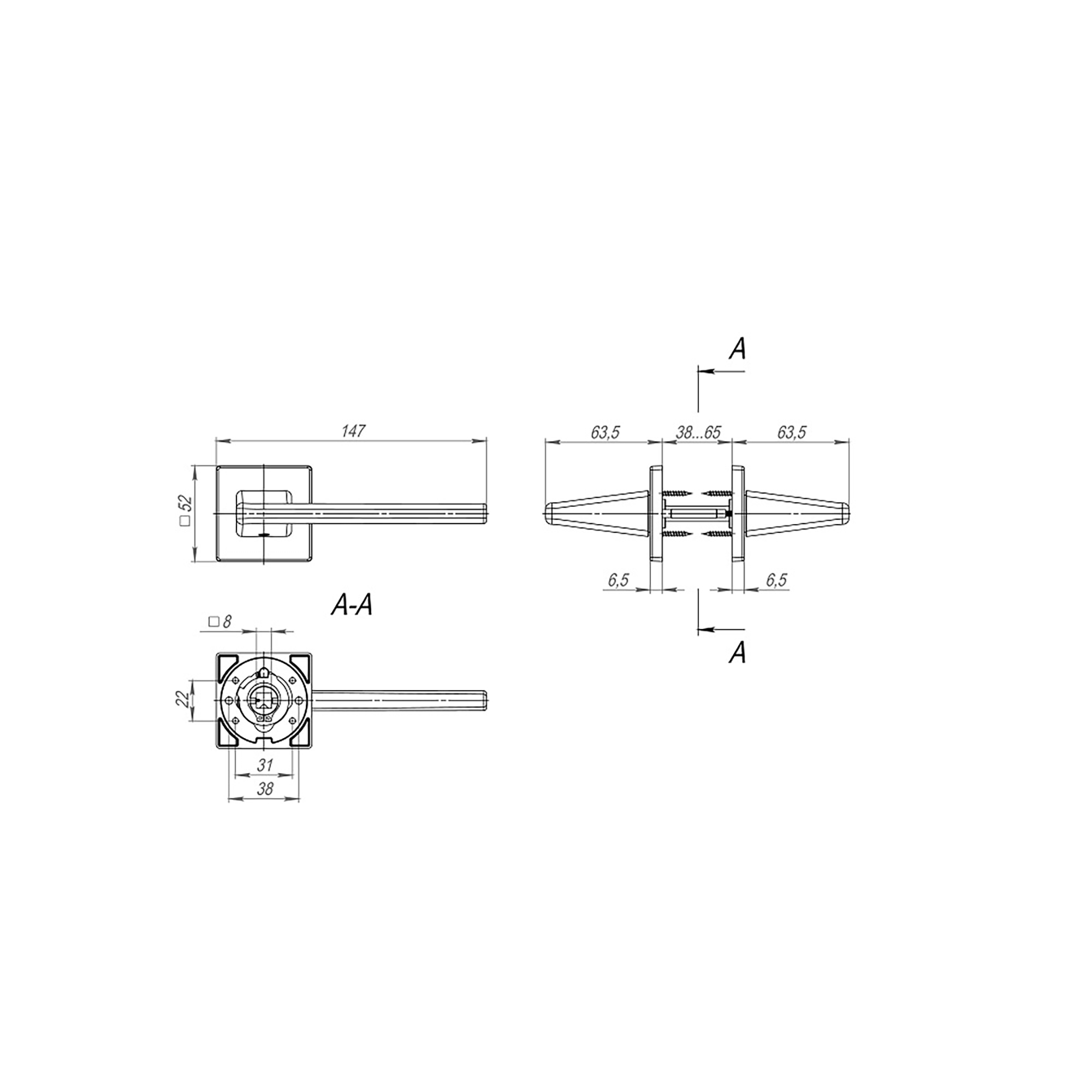 Ручка Fuaro (Фуаро) раздельная K.SL52.PRIME (PRIME SL) BL-24 черный - Вид 2