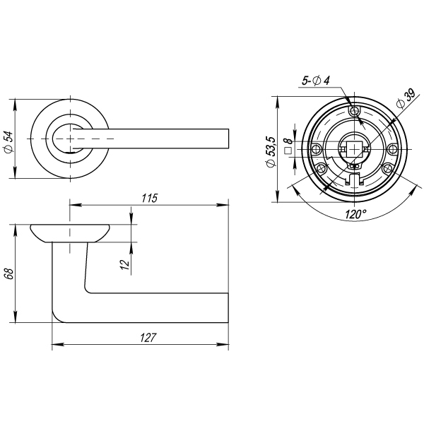 Ручка Punto (Пунто) раздельная R.TL54.REX (REX TL) 140mm SN/CP-3 матовый никель/хром - Вид 2