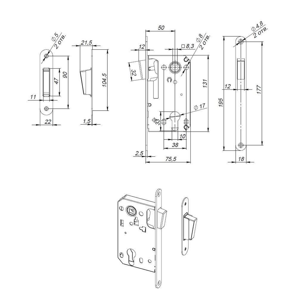 Корпус Fuaro (Фуаро) замка MAGN5300-M-C (5300-M-C) GR графит - Вид 2
