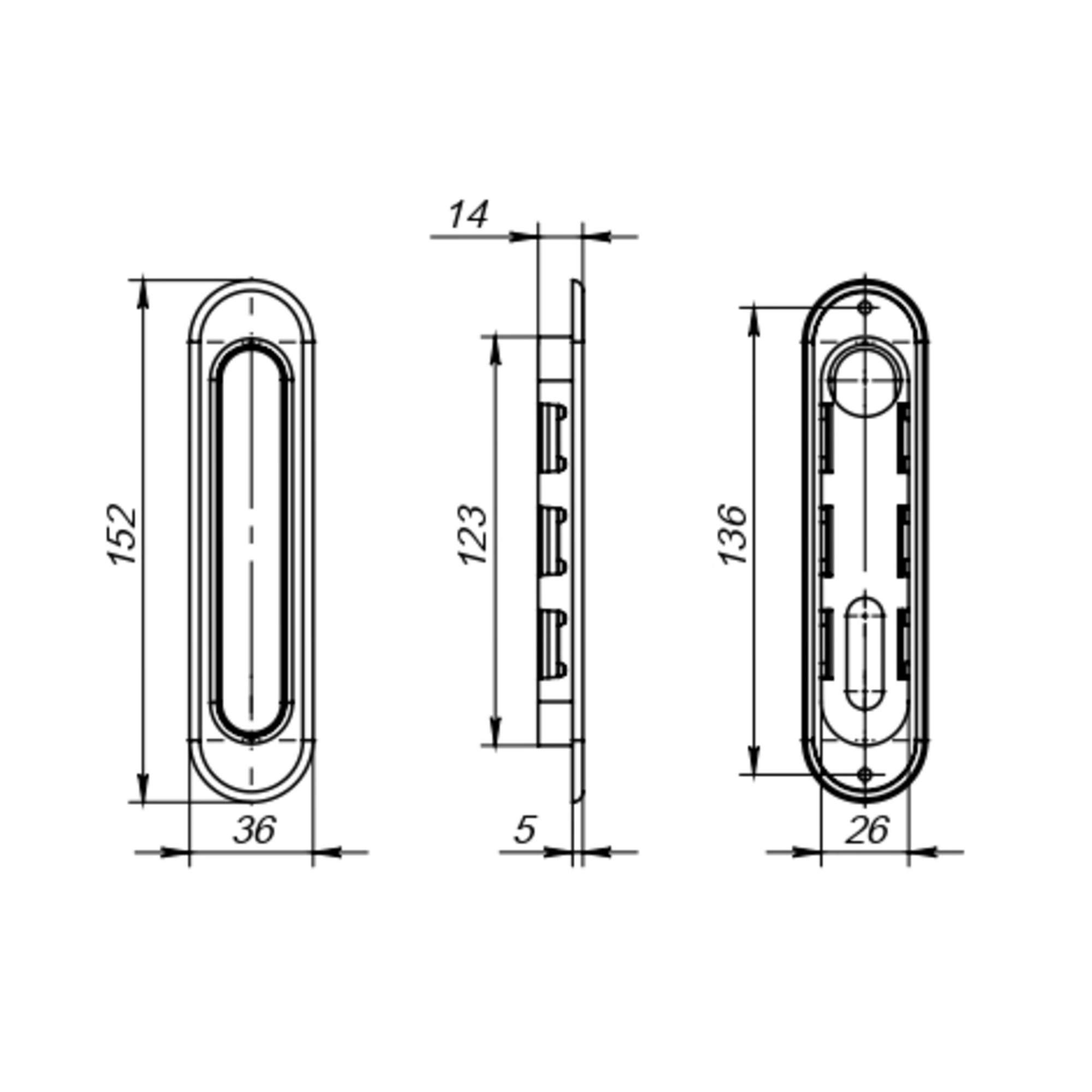 Защелка Punto (Пунто) с ручками для раздвижных дверей SH.SL152.KIT011-BK (Soft LINE SL-011) АВ бронза - Вид 2