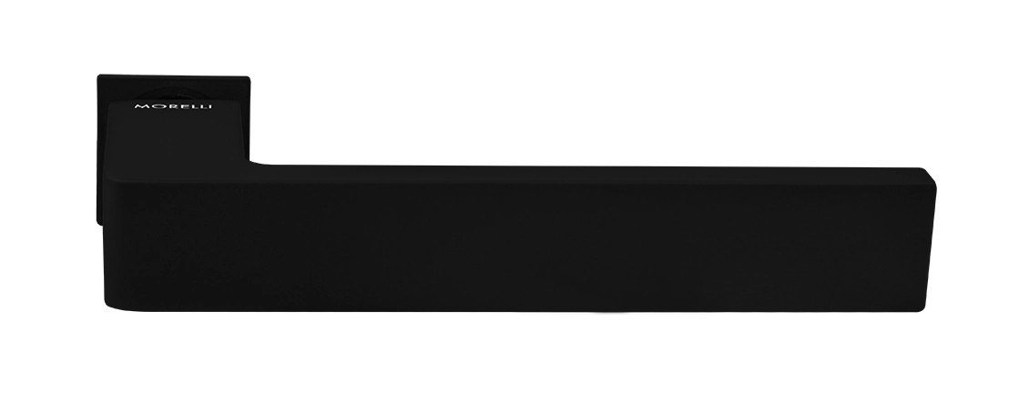 Ручка дверная HORIZONT-SM NERO-ST с невидимой квадратной розеткой, цвет черный soft-touch, ЦАМ