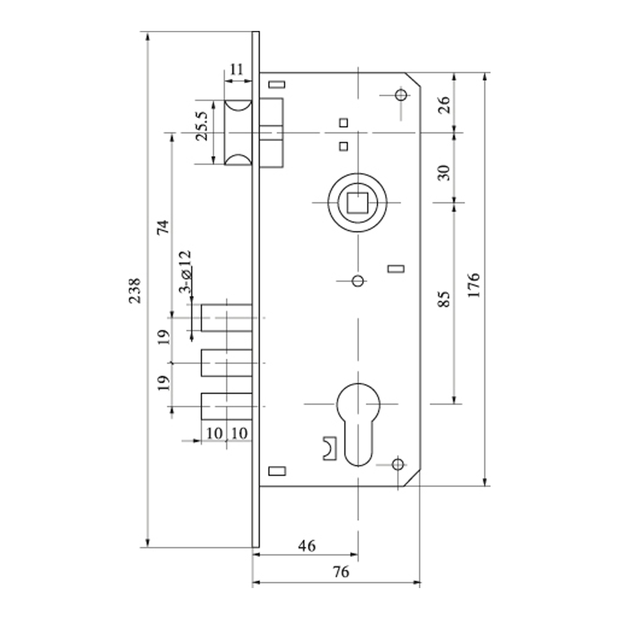 Замок цилиндровый Fuaro (Фуаро) с в комплекте с ручкой LOCKSET.9013 (SET F9011) SN/CP мат.никель - Вид 2