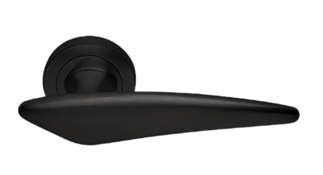 Ручка дверная BOLID R2 NERO-ST на круглой розетке,на круглой розетке цвет черный soft touch
