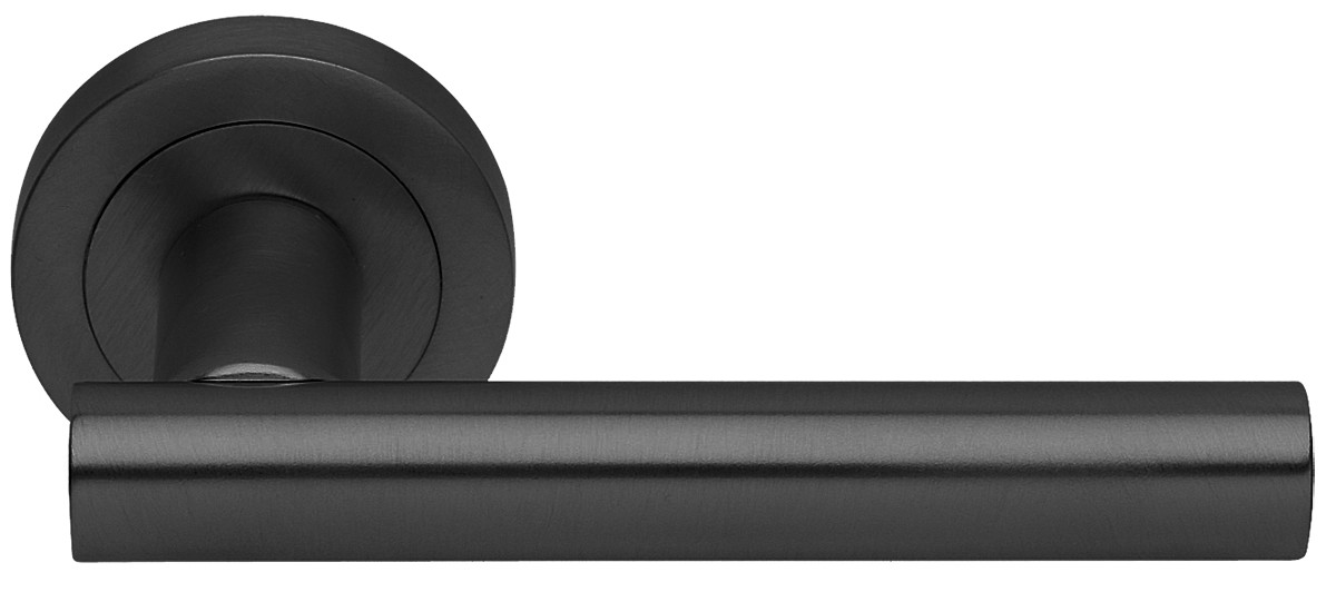Ручка дверная CALLA R2 NERO-ST на круглой розетке,на круглой розетке цвет черный soft touch
