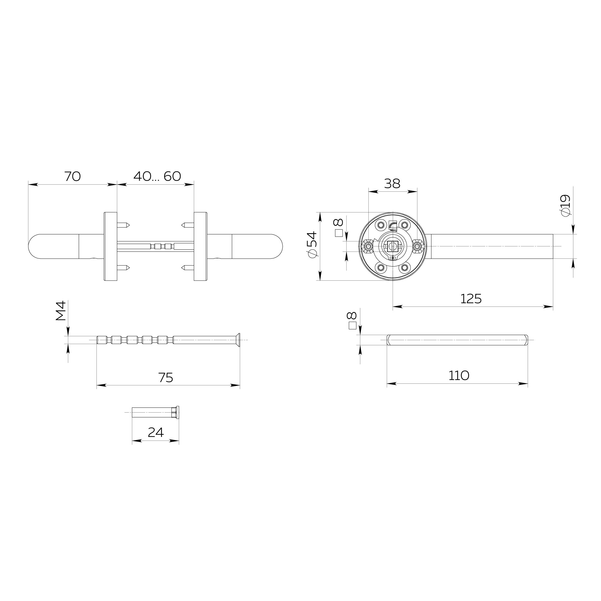 Ручка Fuaro (Фуаро) раздельная R.DSS201-0201/19 (DSS-0201/19) INOX 201 - Вид 2