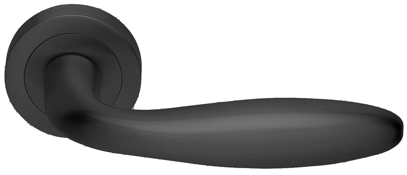 Ручка дверная AIR R2 NERO-ST на круглой розетке,на круглой розетке цвет черный soft touch