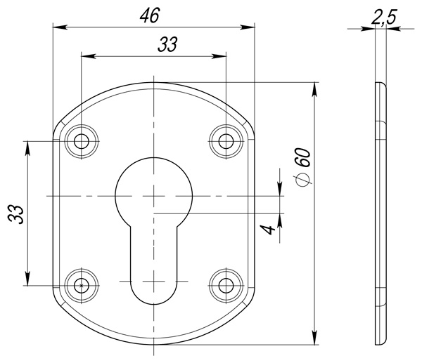 Накладка Fuaro (Фуаро) на цилиндр ESC.C+C/OV.set (ESC031) SN мат.никель (2шт.) - Вид 2
