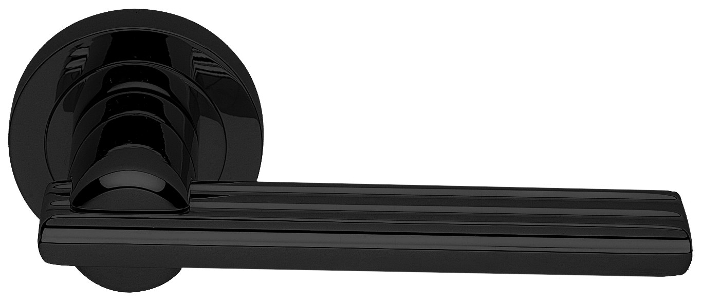 Ручка дверная ORCHIDEA R2 NERO-ST на круглой розетке,на круглой розетке цвет черный soft touch